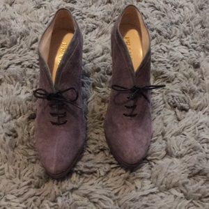 Purple Suede Prada Ankle Booties